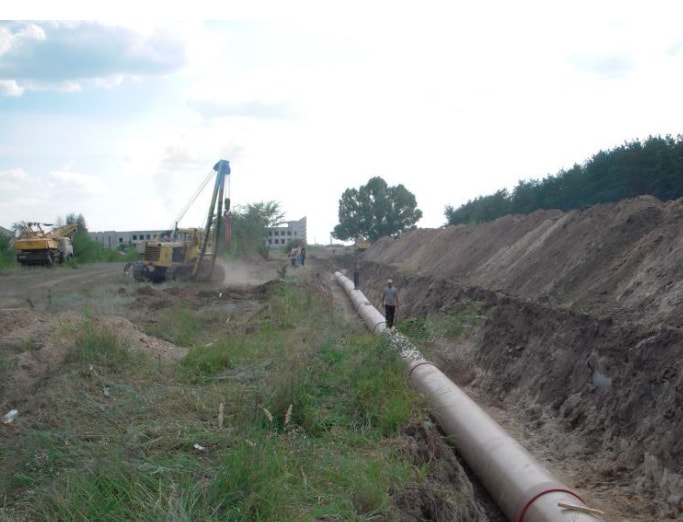 Construction of pipeline for the reclamation system